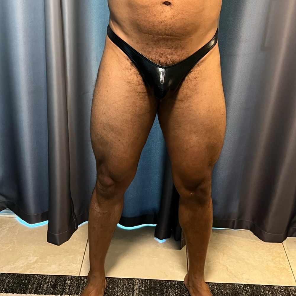 Mens Metallic Black Thong Underwear super shiny and sexy